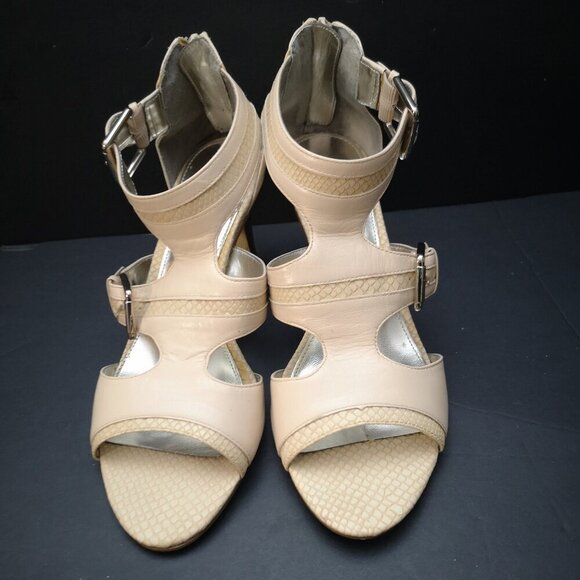 Alfani Ladies Size 8 Tan 2 Buckle Closure Leather Upper Odette Heels - Picture 5 of 10
